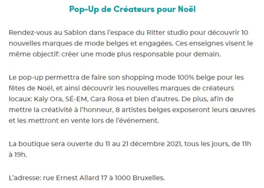 expo cadra ritter studio sablon article presse flair belgique decembre 2021 Noel